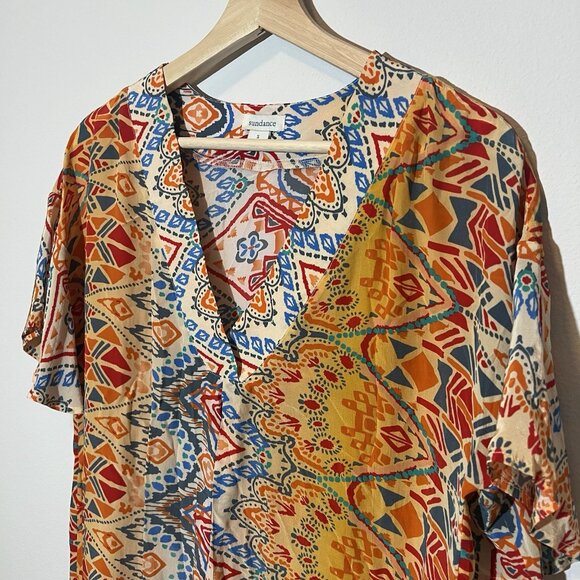 Sundance Women's Top Small Size Short Flutter Sleeve V-Neck Blouse - Picture 4 of 8